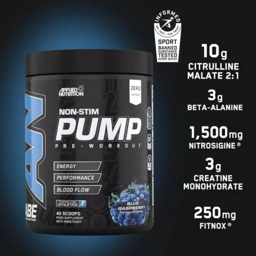 Applied ABE Non-Stim Pump - Stimulánsmentes edzés előtti italpor - kékmálna - 500g