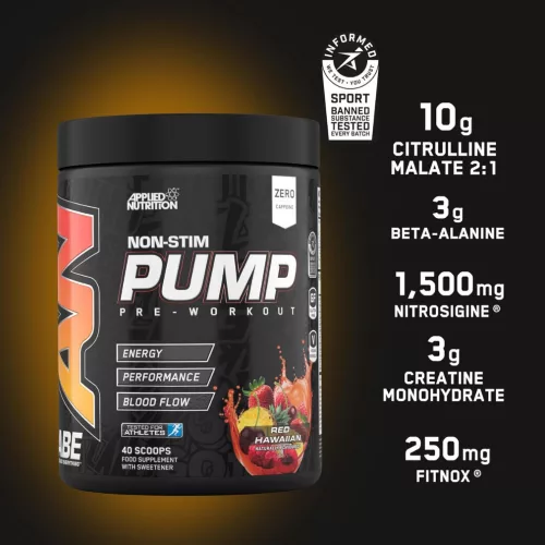Applied ABE Non-Stim Pump - Stimulánsmentes edzés előtti italpor - vörös hawaii - 500g