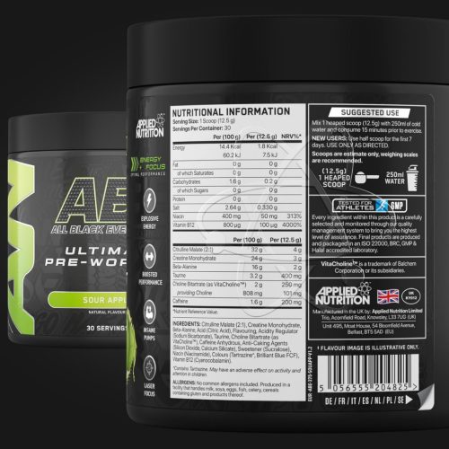 Applied ABE All Black Everything - Edzés előtti italpor - savanyú alma - 375g
