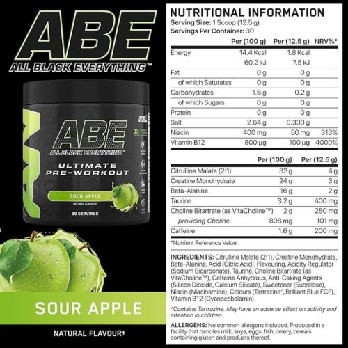Applied ABE All Black Everything - Edzés előtti italpor - savanyú alma - 375g