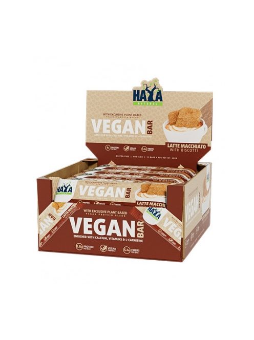 Haya Labs - Vegan Protein Bar 12x40g - Latte Macchiato with Biscotti