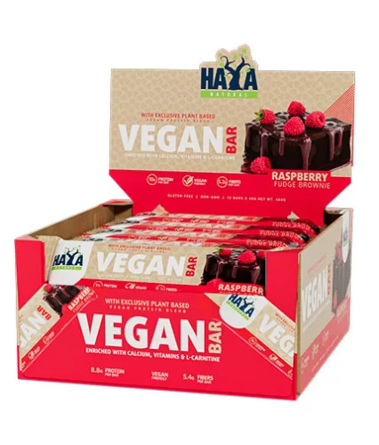 Haya Labs Vegán Protein szelet - Málnás Brownie - 12x40gr