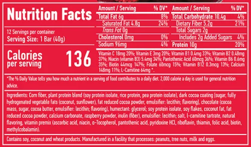 Haya Labs Vegán Protein szelet - Málnás Brownie - 12x40gr