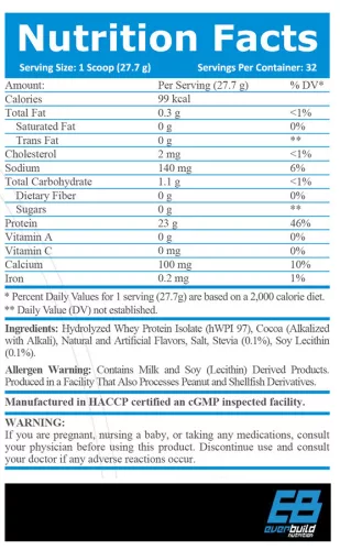 Everbuild Nutrition - Ultra Hydrolized Iso Build Protein 2270g - Tejsavó fehérje izolátum, sütikrém