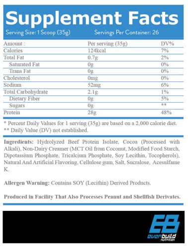 EverBuild Beef Isolate - Hidrolizált marhafehérje izolátum - csokoládé - 1816g
