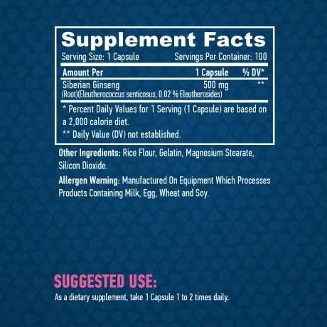 Haya Labs Szibériai Ginzeng - energia és fókusz támogatás (500mg) - 100 kapszula