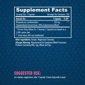 Haya Labs Ekdiszteron (Ecdysterone) - Izomzat, teljesítény támogatás (250 mg) - 100 kapszula