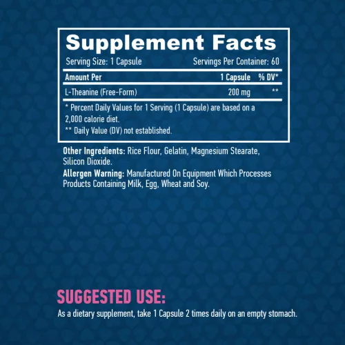 Haya Labs L-Theanine - Mentális nyugtató támogatás (200mg) - 60 kapszula