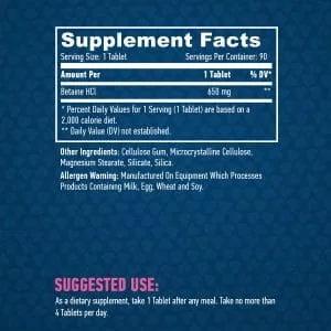 Haya Labs Betaine HCL - gyomorsav, emésztést támogató (650mg) - 90 tabletta