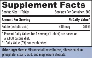 HAYA LABS - Folsav  (Folic Acid) 800mcg / 250 Tabs