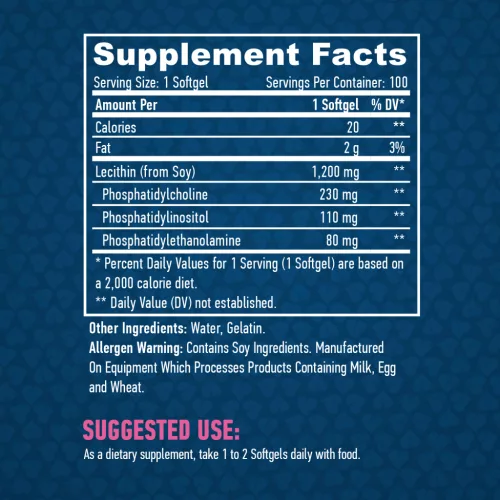 Haya Labs Lecitin - természetes zsírsavforrás (1200mg) - 100 kapszula