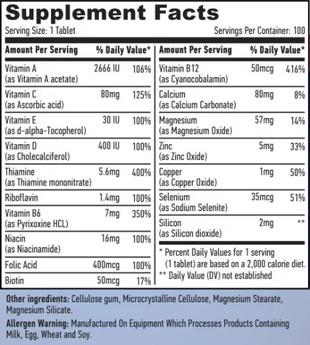 HAYA LABS - Basic Adult Multivitamin / 100 tab.