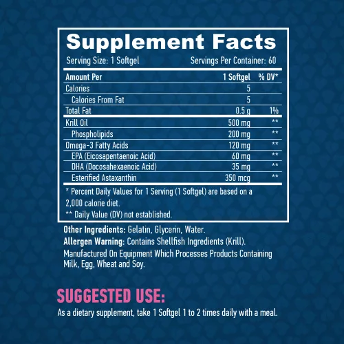 Haya Labs Krill olaj - Omega-3 forrás EPA és DHA (500mg) - 60 lágykapszula