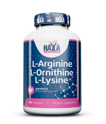 Haya Labs L-Arginine+L-Ornithine+L-Lysine - aminósav kombináció - 100 kapszula