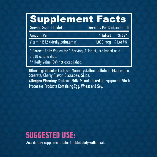 Haya Labs Metil B-12 - B12-vitamin jól felszívódó formája (1000 mcg) - 100 tabletta