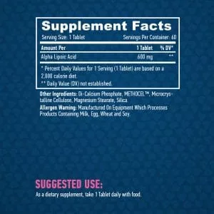 HAYA LABS - Alpha Lipoic Acid /Time Release/ 600 mg. / 60 Tabs - Alfa Liponsav