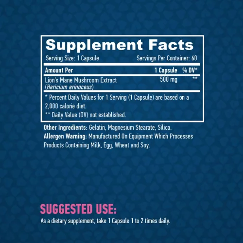 Haya Labs Lion’s Mane Süngomba - Idegrendszer támogatás (500mg) - 60 kapszula