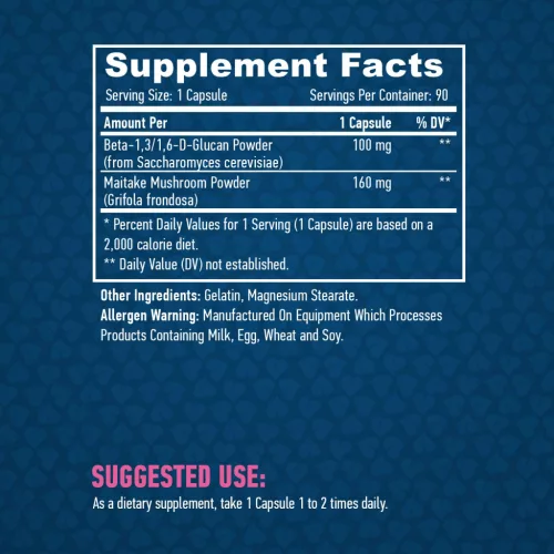 Haya Labs - Beta Glucans Maitake gombával 100mg / 90 caps.
