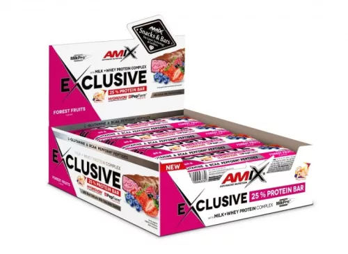 Amix Exclusive Protein Bar Box - Fehérjeszelet - erdeigyümölcs - 12x85g