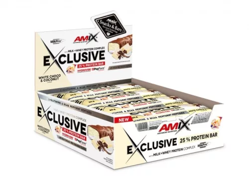 Amix Exclusive Protein Bar Box - Fehérjeszelet - fehércsoki - 12x85g