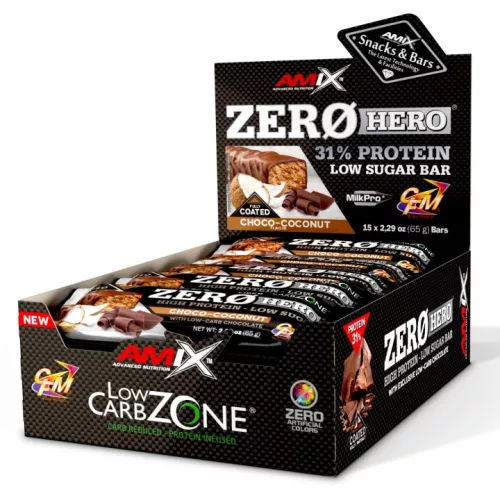 Amix Low-Carb ZeroHero Protein Bar - Fehérjeszelet - csoki-kókusz - 15x65g