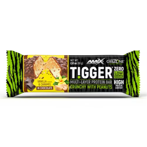 Amix Tigger Zero Bar - Fehérjeszelet - vanília-karamell - 20x60g
